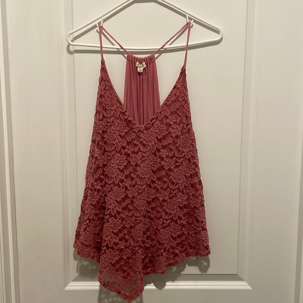 Lace front racerback tank
